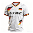thumbnail image 2 of 2026 Soccer Cup Waffle Knit Jersey for Men, V-Neck Short Sleeve Pullover with Geometric Flag Graphic Print for Fan Gathering & Summer Streetwear White L, 2 of 4