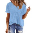 thumbnail image 1 of CHGBMOK Womens T-Shirts Mode Décontractée Manches Courtes Col Rond Plié Blouse Tailles m, 1 of 7