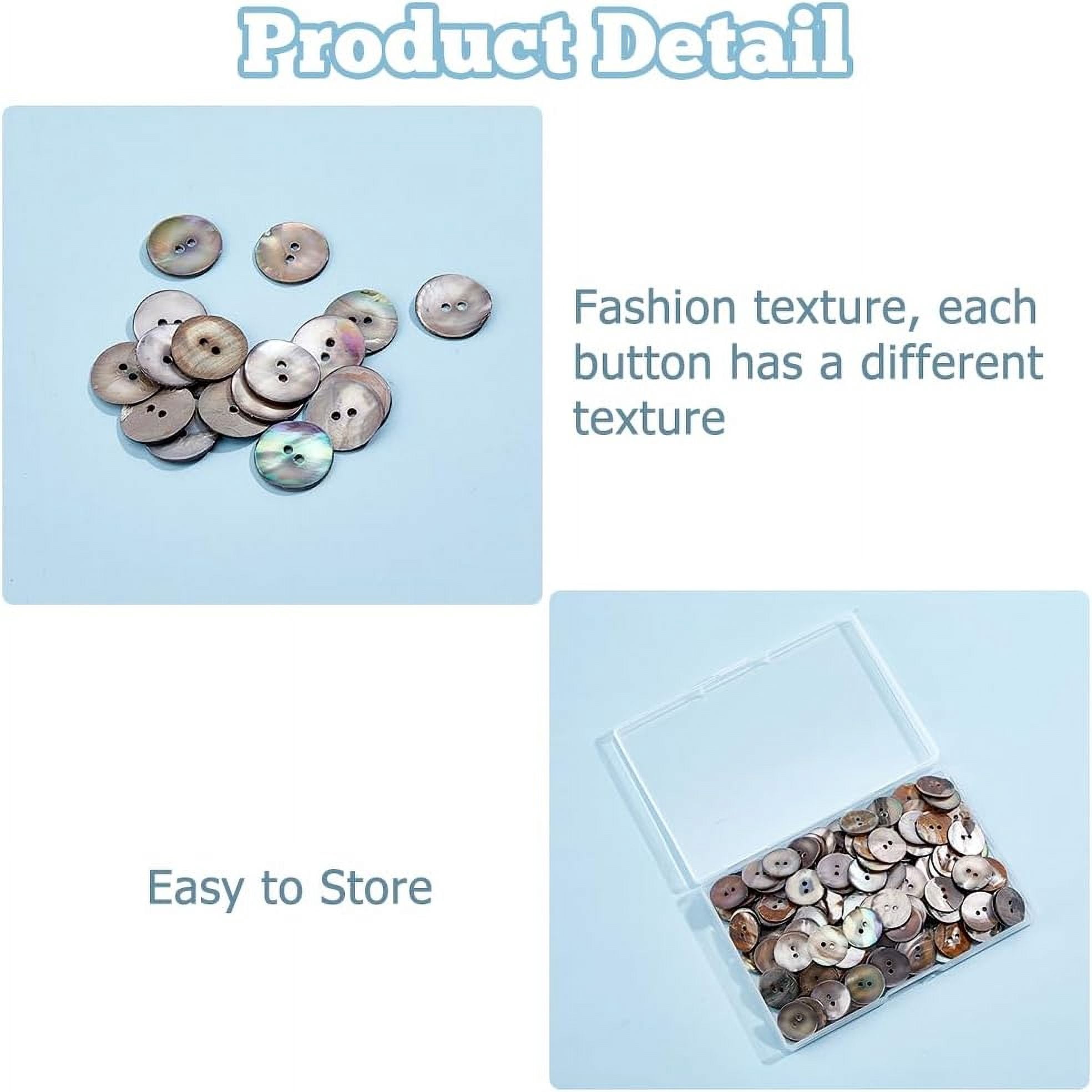 1set 200pcs Shell Buttons 2 Holes Sewing Craft Buttons Natural Shell Button Flat Round Seashell Buttons Sewing Accessories for Clothing Blazer Suits Shirts Jeans Sweater Jacket DIY Craft Black
