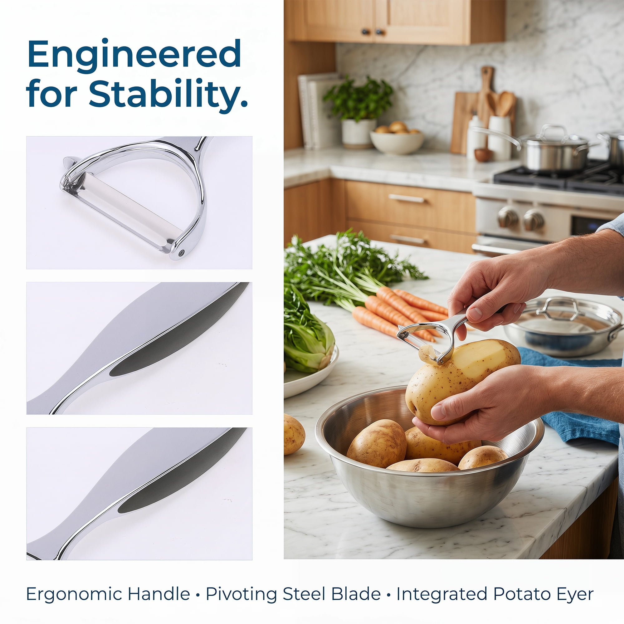 Unique Bargains Stainless Steel Durable Y Vegetable Peeler with Round Handle Black