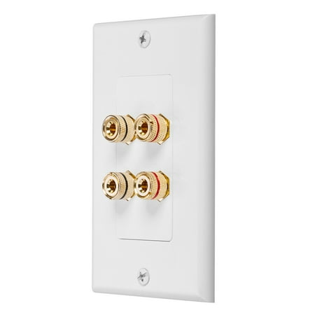 4 Posts Speaker Wall Plate Home Theater Wall Plate Audio Panel for 2 Speakers