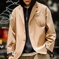 thumbnail image 3 of Chaqueta de traje pequeña con cuello de barco plano informal de estilo americano, chaqueta de traje holgada funcional con múltiples bolsillos para hombre de otoño, 3 of 3