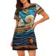 thumbnail image 1 of Fotbe Whimsical Sailboat Ocean Art Bata de Dormir para Mujer con Estampado, Camisón de Algodón de Manga Corta, Ropa de Dormir Casual, 1 of 6