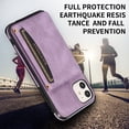 thumbnail image 4 of Decase Leather Wallet Case for iPhone 11 with Kickstand Card Slots Magnetic Button Shockproof Business Style Case For iPhone 11,Purple, 4 of 6