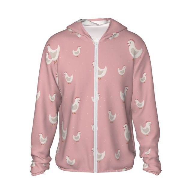 Balery Funny Chicken Sudadera ligera de manga larga con capucha y protección solar UPF 50+ para hombre y mujer, ideal para pesca y running-Large