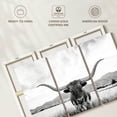 thumbnail image 6 of Elephant Stock Longhorn Texas Bw Wall Art - Horizontal Multi Panel Canvas - Living Room Wall Decor - Animal Multi Panel - Black And Gray Decor By Sisi And Seb - 38" x 24", 6 of 8