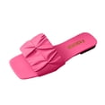 thumbnail image 3 of Women's Pleated Square Toe Slide Sandals, Trendy Wedding & Summer Flat Sandals, 3 of 6