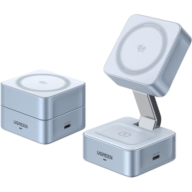 MagFlow 25W Qi2.2 Cargador Inalámbrico Plegable Magnética, 2 en 1 Cargador Magsafe, Soporte de Carga Inalámbrico Compatible con iPhone 17 Pro MAX 16 15 14 13 12, AirPods, Cable de 1M