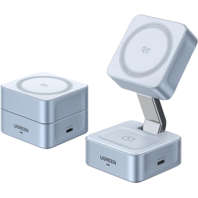 MagFlow 25W Qi2.2 Cargador Inalámbrico Plegable Magnética, 2 en 1 Cargador Magsafe, Soporte de Carga Inalámbrico Compatible con iPhone 17 Pro MAX 16 15 14 13 12, AirPods, Cable de 1M