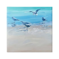 Stupell Industries Seagulls Grazing on Shore Animals & Insects Painting Gallery Wrapped Canvas Art Print Wall Art, 30 x 30