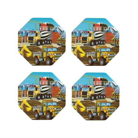

Leather Coasters with Heat-resistant for Drinks Different Construction Site Vehicles -标题2 Octagon