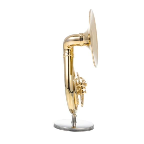 KONTONTY 1Set Realistic Sousaphone Model Golden Copper Metal Desktop Decor Unique Instrument Ornament