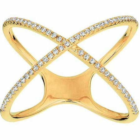 0.2 Carat T.W. Diamond 14kt Yellow Gold X Fashion Ring, Size 8