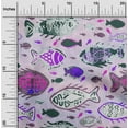 thumbnail image 2 of oneOone Cotton Flex Violet Fabric Asian Block Fish Sewing Material Print Fabric By The Yard 40 Inch Wide, 2 of 4