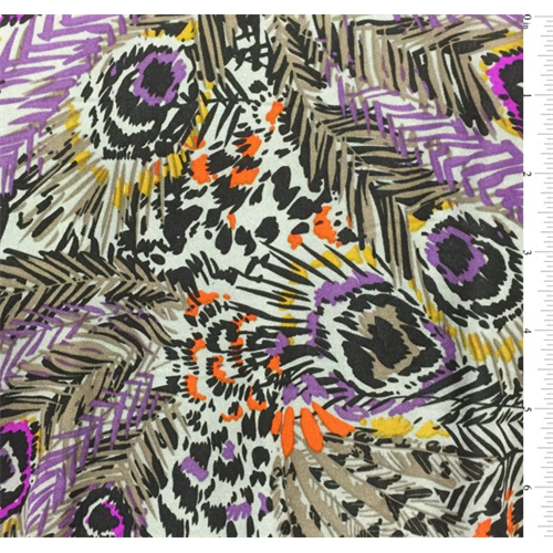 Black Print Silk Jersey Knit, Fabric Sold By the Yard