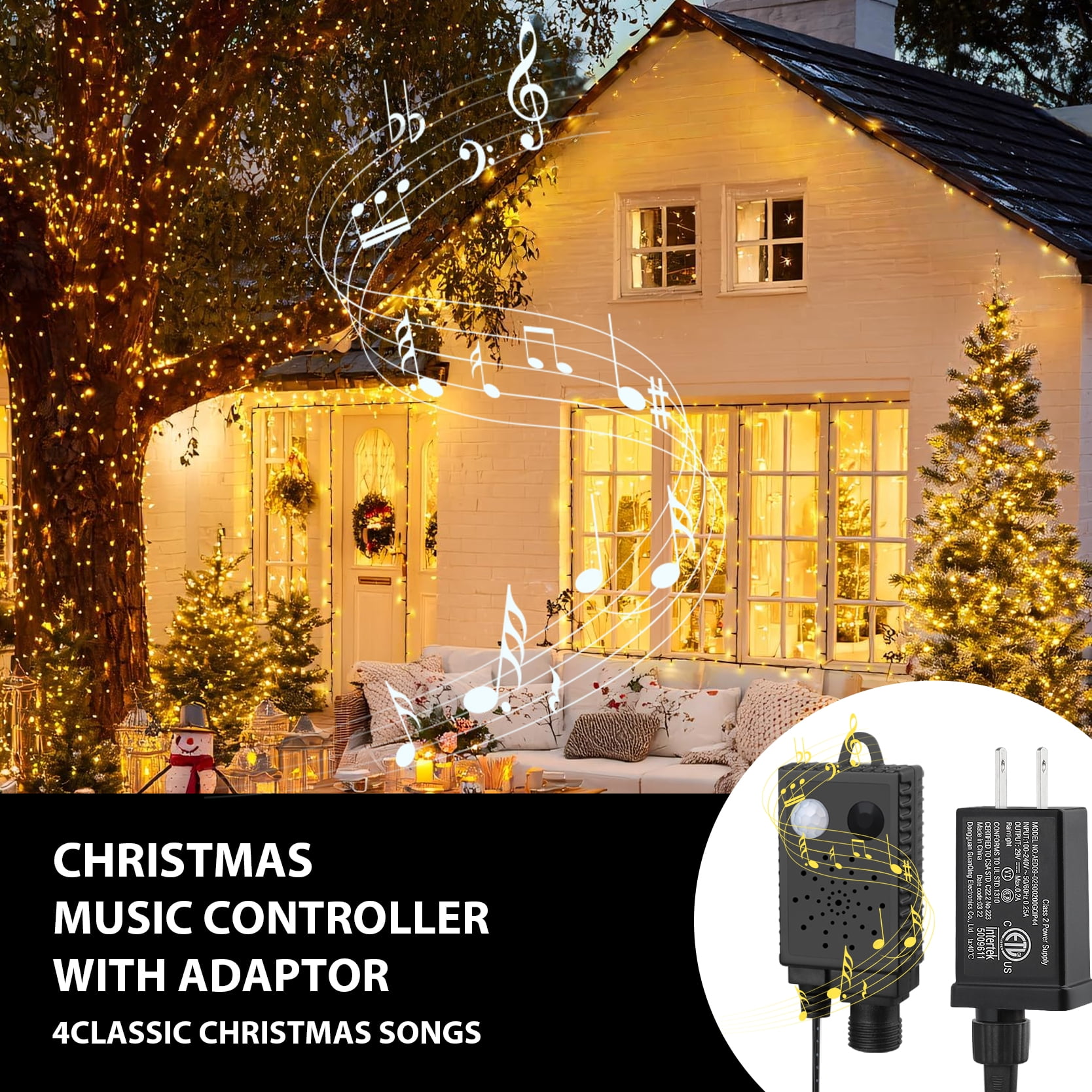 LAMPHOME 33ft Music Christmas Mini Lights (Green Wire),100 LED Fairy Starry String Light Plug in for Indoor Outdoor Xmas Tree Wedding Party Decoration (Yellow)