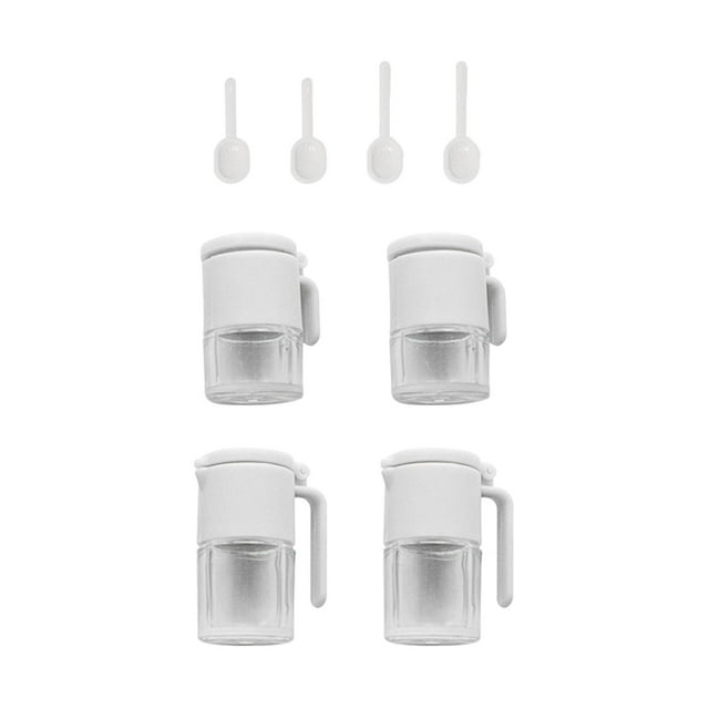 Frascos de vidrio Miniaturas Casa de muñecas Accesorios de cocina Frascos de resina Jarra de aceite Botella de condimento para decoración de casa de muñecas Juego de cocina de juego Blanco CUTICAT Mini botellas de condimento
