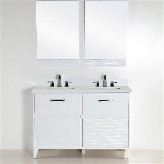Bellaterra Home 500709-48D-WER 49 in. Double Sink Vanity with Quartz Top, White