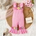 thumbnail image 2 of Wdgfv Girls Floral Romper Jumpsuit Fly Sleeve Baby Outfit Summer Spring Casual Playwear Red 18-24 Months, 2 of 4