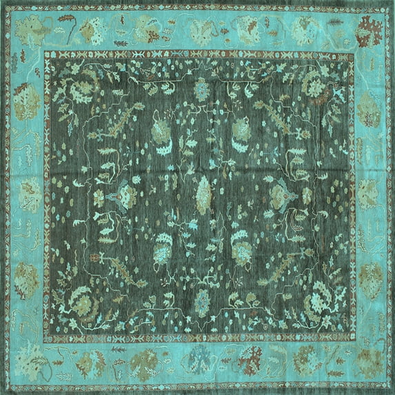 Ahgly Company Indoor Square Persian Light Blue Traditional Area Rugs, 4' Square