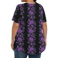 thumbnail image 4 of Pisexur Hauts de Printemps pour Femmes Blouses pour Femmes Décontractées Mode Féminine Imprimé Col Rond Manches Courtes Plissé Ample Multicolore, 4TG, 4 of 6