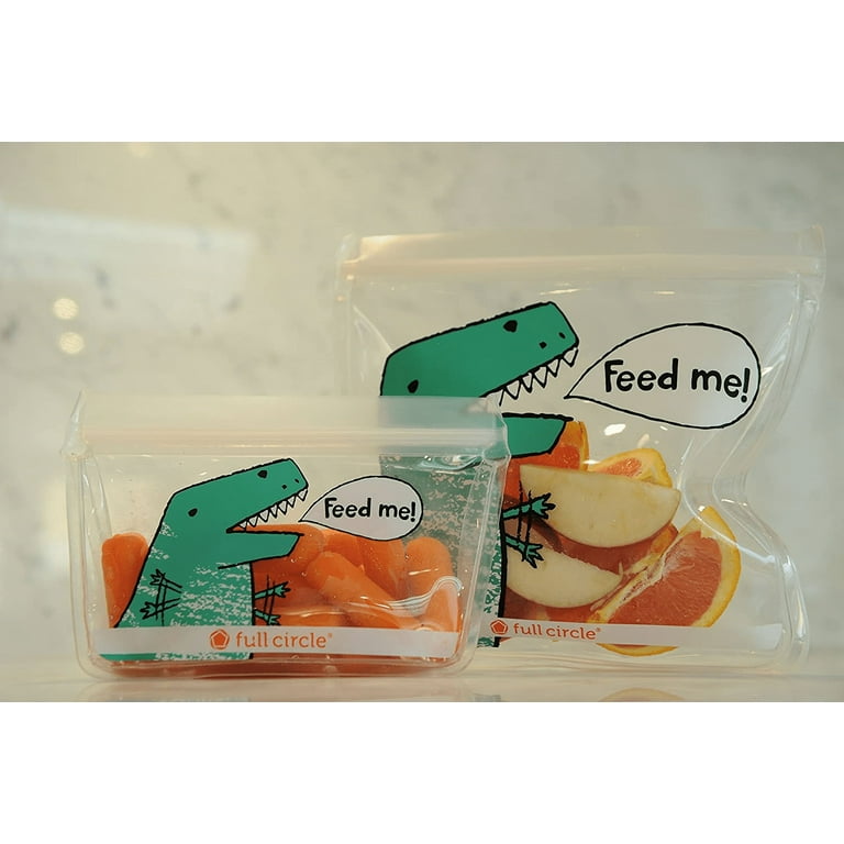 Full Circle ZipTuck Kids Reusable Snack Bags Dinosaur Set of 2