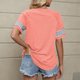 thumbnail image 4 of Camisa de manga corta para mujer, Top de cuello redondo con retazos a rayas a la moda para verano, 4 of 6