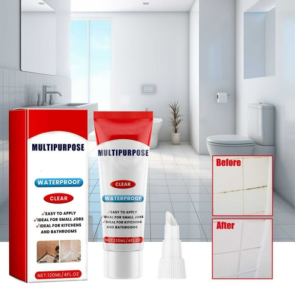 Yooshoverk Multi-Purpose Sealant - 4oz Waterproof Adhesive for Bathroom, Kitchen & Plumbing, Mildew Resistant Silicone Caulk