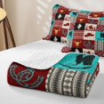thumbnail image 4 of Manfei Bohemian Hippie Aztec Quilt King 3 Pieces,Western Cowboy King Coverlet Set,Red Turquoise,1 Bedspread and 2 Pillowcases, 4 of 7