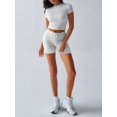 thumbnail image 3 of Women'S Summer 2 Piece Outfits Skinny Shorts Tracksuit Sets White Flowers&Gray M, 3 of 6