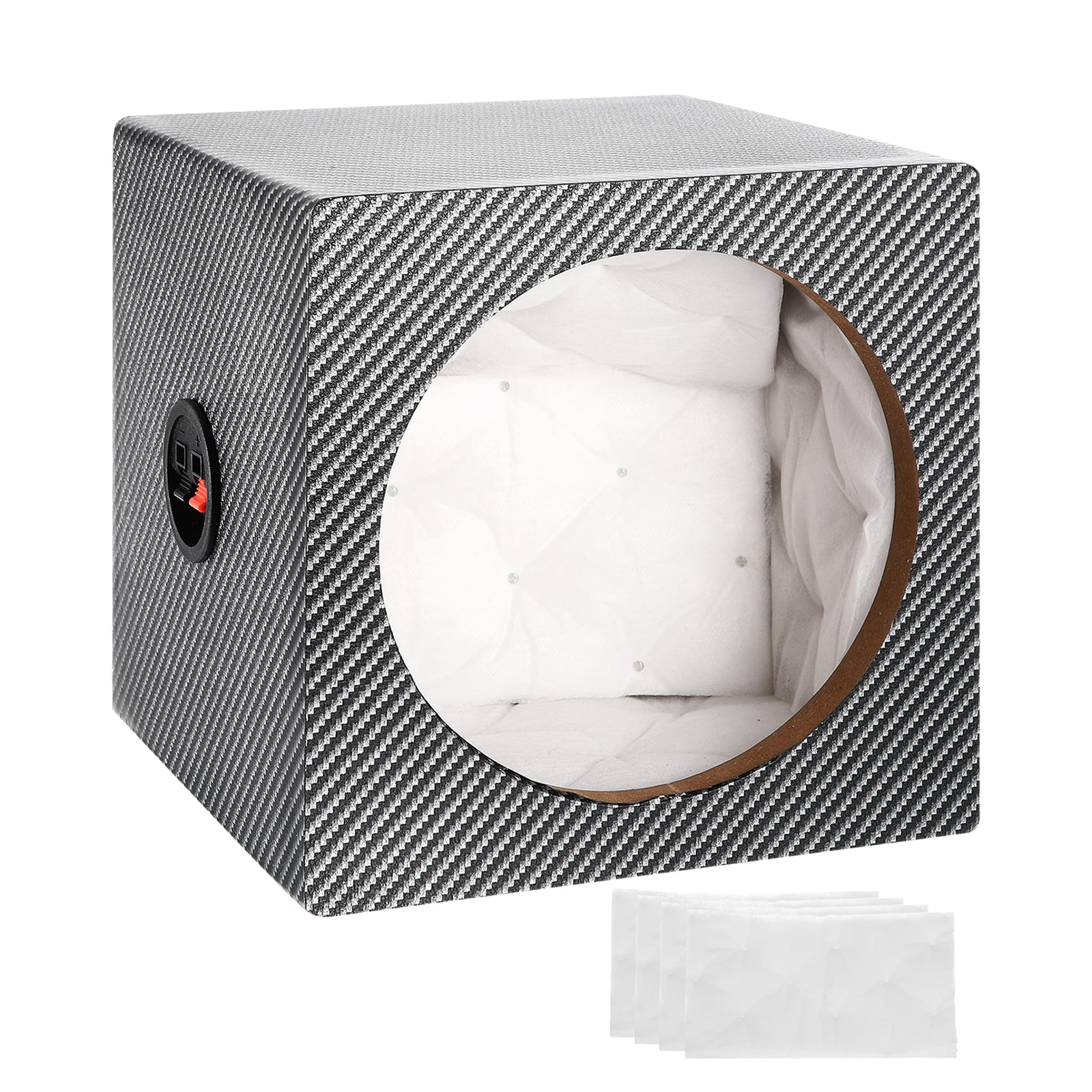 8 Inch Ported Wooden Speaker Enclosure, Black White Single Vented Subwoofer Box Car Audio Truck Speaker Boxes for DIY Home Vehicle Audio Custom Sound Supplies