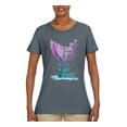thumbnail image 2 of Wild Bobby, Sassy Since Birth Salty By Chance Mermaid Beach Ocean Vibe, Streetwear, Womens Graphic Tees, Charcoal, X-Large, 2 of 3