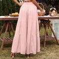 thumbnail image 4 of Wide Leg Pants for Women Casual Linen Palazzo Pants with Pockets Ladies Pull On High Waisted Beach Trousers, S, 4 of 7