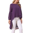 thumbnail image 4 of INSPIRAR CHIC Blusas Asimétricas de Manga Larga con Cuello Redondo para Mujeres, Casual y Elegante, Talla XL, Color Púrpura Oscuro, 4 of 6