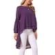 thumbnail image 4 of INSPIRAR CHIC Blusas Asimétricas de Manga Larga con Cuello Redondo para Mujeres, Casual y Elegante, Color Púrpura Oscuro, 4 of 6