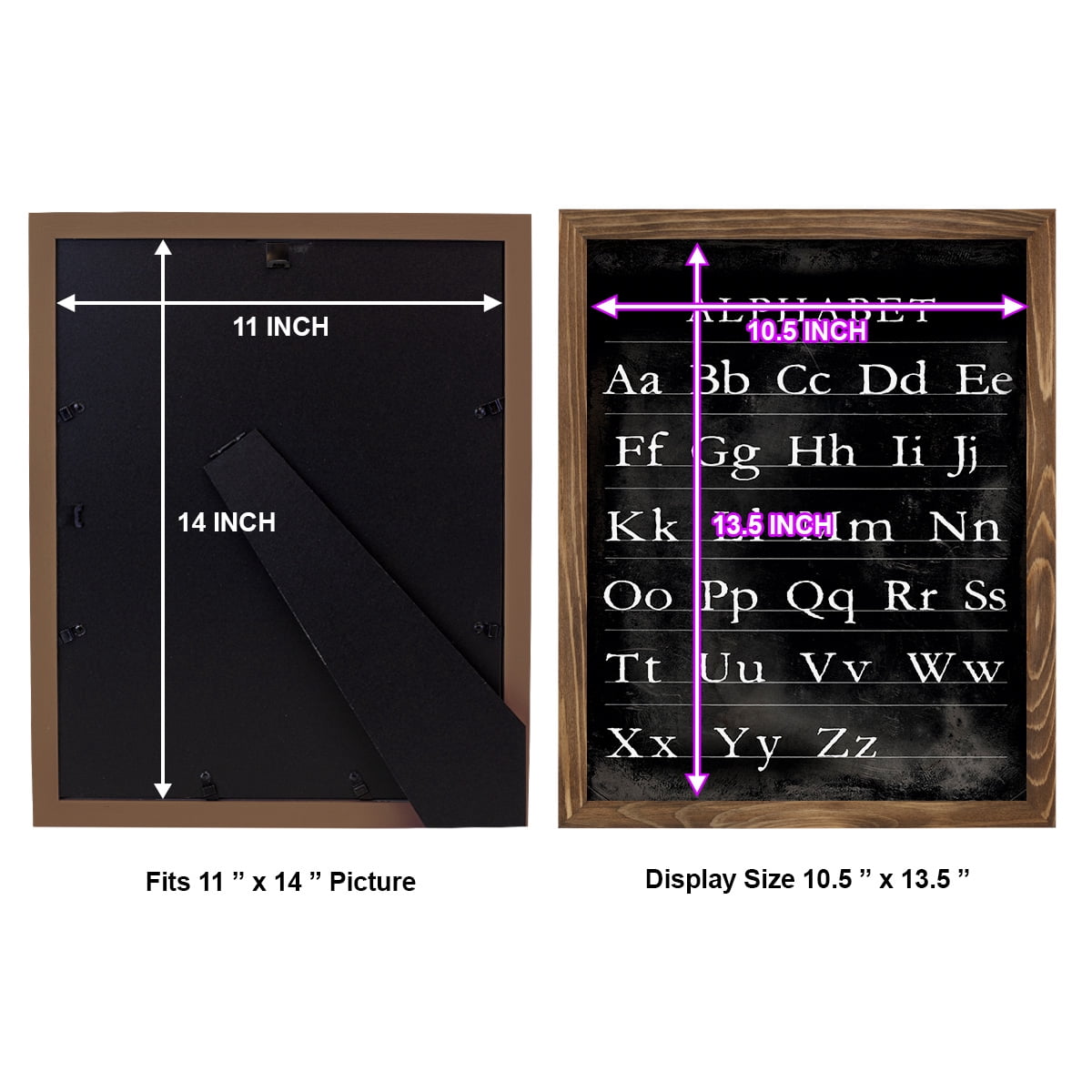 Alphabet Chart - Framed Print w/glass - Walnut