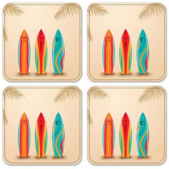 Vinyl Drink Coasters - Set of 4 - Three Surfboards