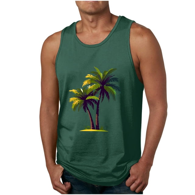 Camisetas de Tanque de los Hombres Tanque de los Hombres Incolor Gradiente de Impresión Cuello Redondo Correa Delgada Fuga Atrás Regular Casual Deportes Blusas de Tanque
