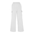 thumbnail image 6 of Women Cargo Pants Fleece Lined Wide Leg Sweatpants High Waisted Baggy Drawstring Sweatpants Winter Clothes Pant, 6 of 7