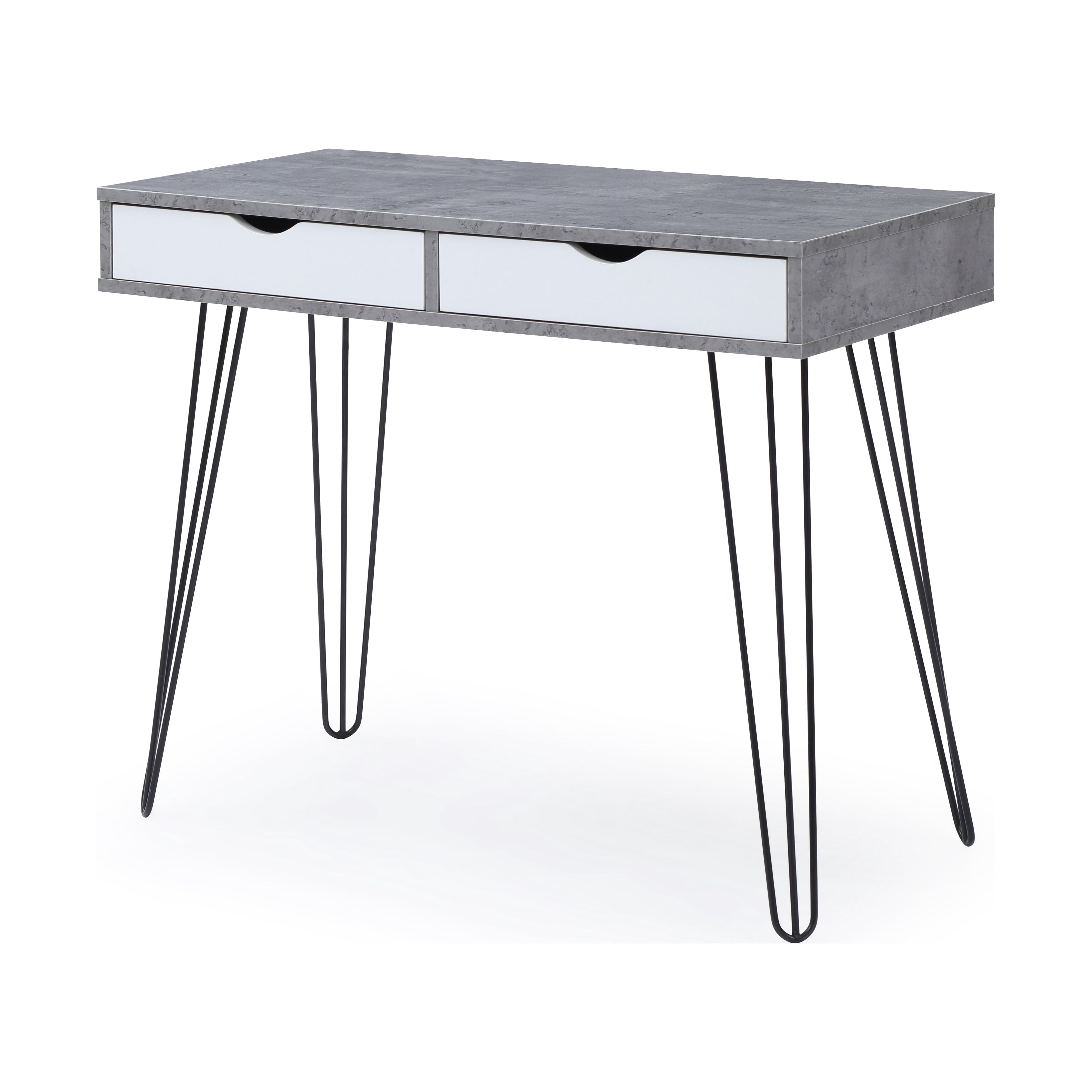 Contemporary Laurel home Office Desk with Storage Drawers and Retro Legs, Black
