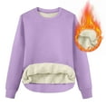 thumbnail image 6 of UTSJKR 2026 Women Crewneck Sweatshirt Warm Sherpa Lined Thermal Sweatshirts Heavyweight Long Sleeve Winter Fleece Pullover Purple S, 6 of 6