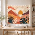 thumbnail image 5 of Golden Sun and Layered Mountains Against Terracotta Clouds, Serene Boho for Nature Lovers, Botanical Landscape Art, Housewarming Gift, Tapestry Wall Hanging for Bedroom and Living Room, 5 of 7