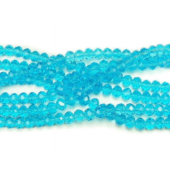 6x8mm 58 Beads 14" Sea Blue Glass Faceted Rondelle Beads For Jewelry Making