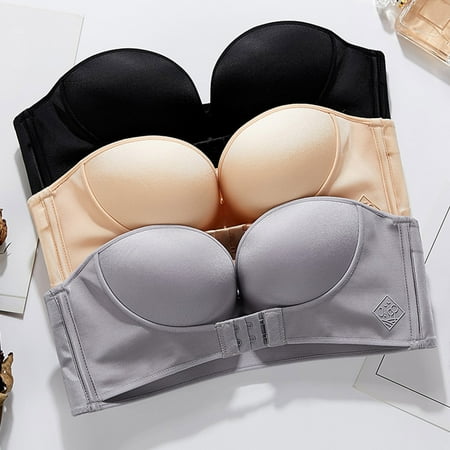 TOWED22 Plus Size Bras Women s Push Up T-Shirt Bra Underwire Padded Bras Plunge Full Coverage Grey 75F