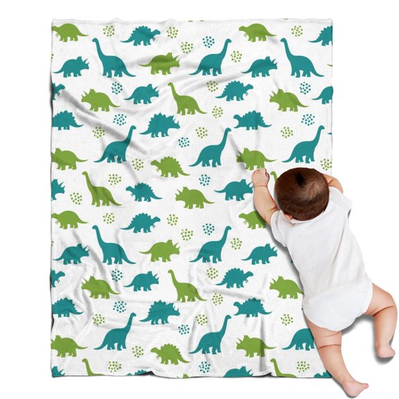 White Dinosaurs Silhouette Pattern Blanket,Comfortable Soft Flannel Throw Blanket,All Season,Warm Lightweight Blankets for Sofa Bed Couch Living Room Chair,30"x40"