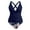 Dark Blue, variant on Women's Two Piece Tankini Swimsuit Floral Print High Waist Tankini Top with Briefs Cross Back Beach Wear Black L