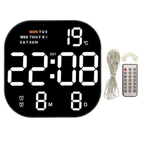Xirurus Smart LED Digital Clock – Large HD Screen, Temperature & Humidity Display, Dual‑Language, Remote Control, Alarm & Countdown, USB 5V Power