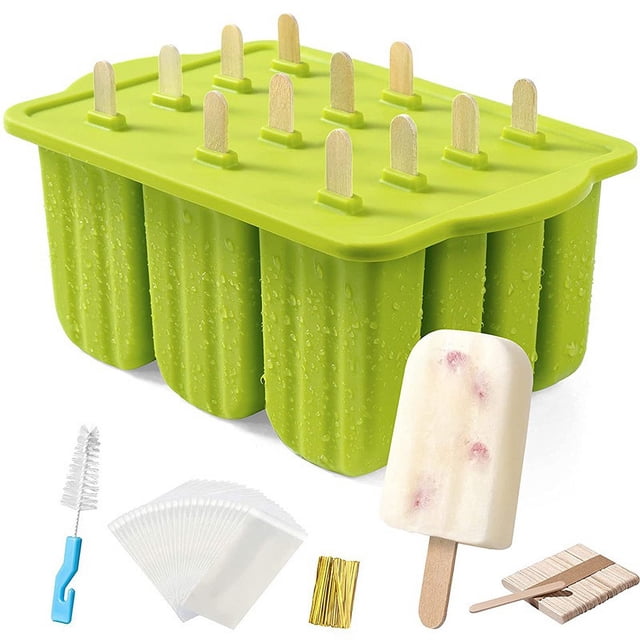 Moldes para paletas, 12 piezas de moldes para paletas de silicona, moldes para hacer paletas sin BPA de fácil liberación, moldes para paletas de hielo, paletas caseras