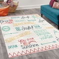 thumbnail image 2 of Adventure Decorative Rug, Various Words on Happiness and Self Value Uplifting Phrases Being Who You Are, Quality Carpet for Bedroom Dorm and Living Room, 6 Sizes, Marigold Teal, by Ambesonne, 2 of 4