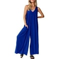 thumbnail image 2 of NMMUED Flowy Jumpsuits for Women Sleeveless Jumpsuits for Women Wide Leg Jumpsuits for Women Casual Jumpsuits for Women Overalls for Women Loose Fit, Blue L, 2 of 7